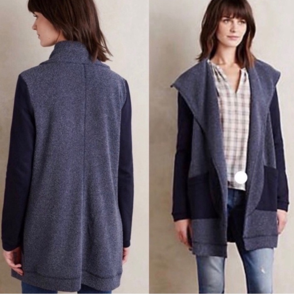 Anthropologie Cardigan Saturday Sunday Open Sweater Coat blue Size S